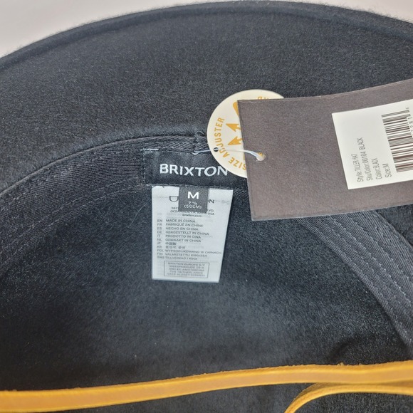 Brixton Tiller Black Fedora Hat Women's Medium Adjustable Brim Leather‎ Band - Picture 3 of 4